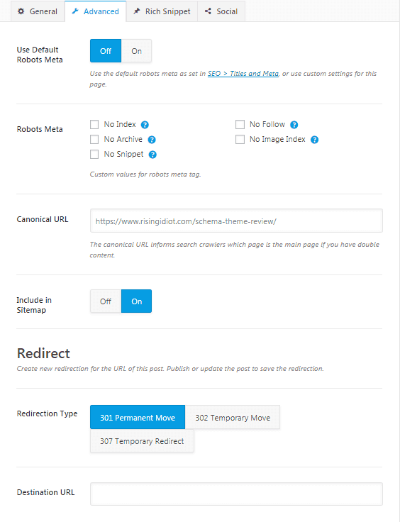 advanced setting